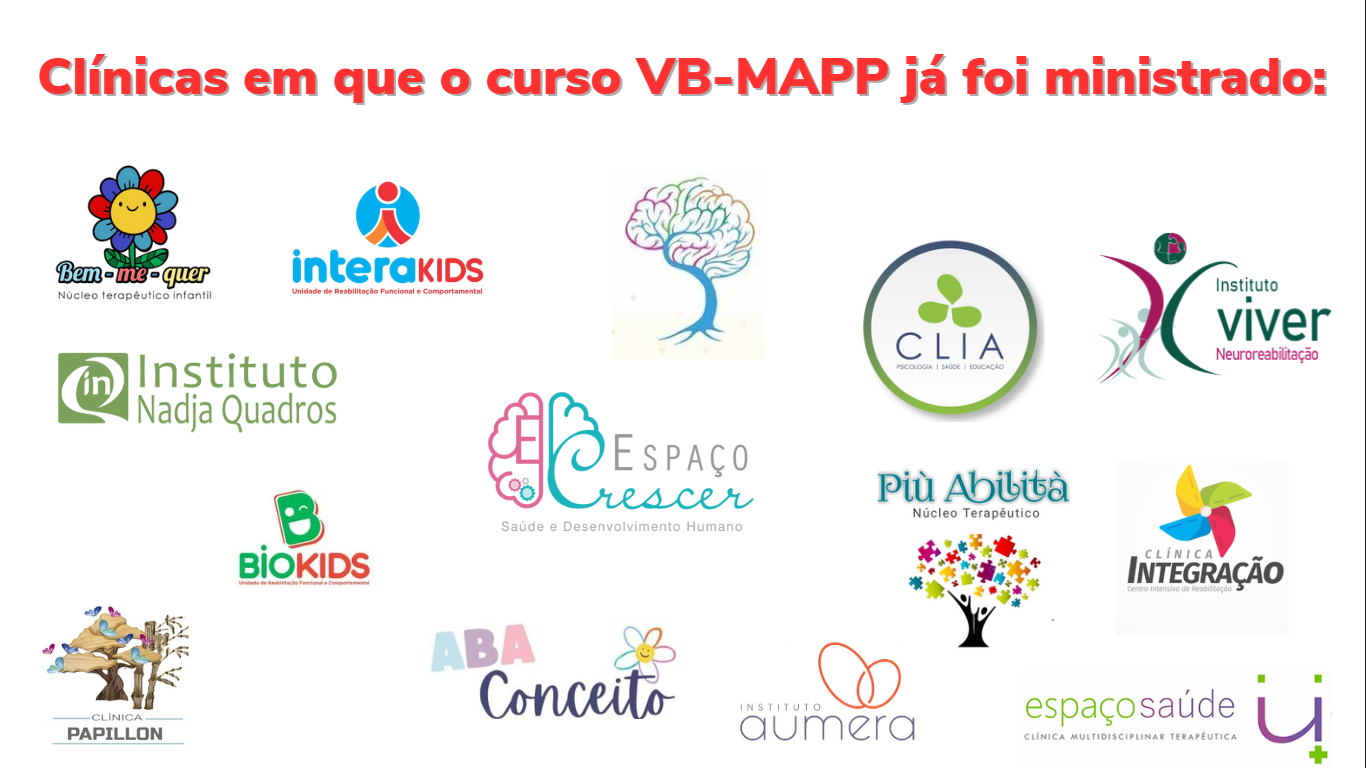 Logos das clínicas onde o curso VB-MAPP foi ministrado